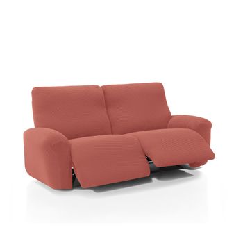 Funda De Tejido Súper Elástico Para Sillón Relax Pies Juntos Niagara 3 Plazas Con 2 Reposapies 200 - 270 Cm Color Coral