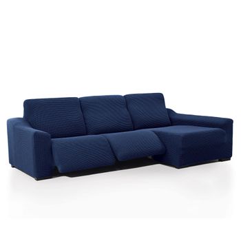 Funda De Sofá Chaise Longue Súper Elástica Niagara Relax Derecha Relax 2 Pies Color Marino