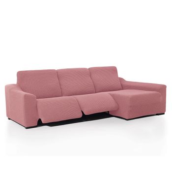 Funda De Sofá Chaise Longue Derecha Con Pies Relax Niagaratejido Jacquard Elástico De 240 A 360 Cm. Color Rosa Pastel