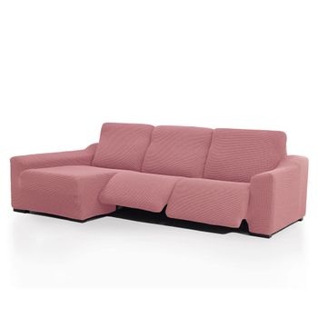 Funda De Sofá Chaise Longue Izquierda Con Pies Relax Niagaratejido Jacquard Elástico De 240 A 360 Cm. Color Rosa Pastel