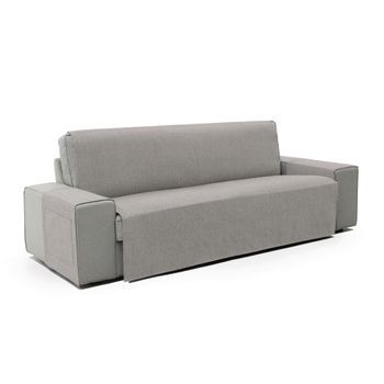 Protector Funda Sofa Cubresofa Doha Jacquard Tacto Algodón.color Gris Claro. 3 Plazas