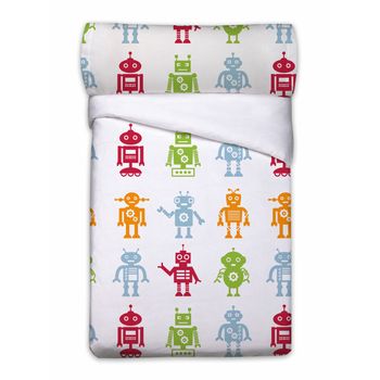 Juego De Funda Nórdica Pierre Cardin Robots Blanco Cama De 105 3 Piezas