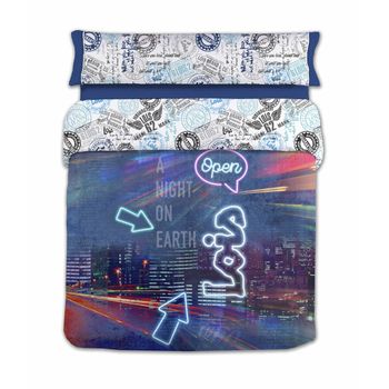 Juego De Funda Nórdica Lois Night P. Azul Cama De 135 3 Piezas