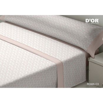 Juego De Sábanas D'or Roma Rosa Cama De 135 Franela