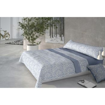 Juego De Sábanas Pierre Cardin Coralina Marmol Azul Cama De 135