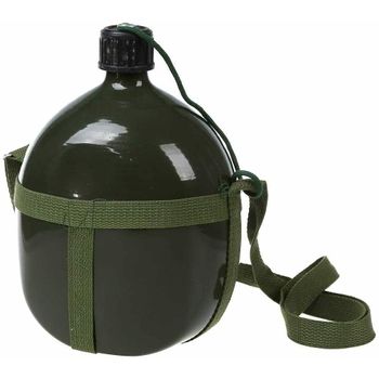 Cantimplora Verde Camping Militar Policía De Aluminio Caza Airsoft 1,4l Litros