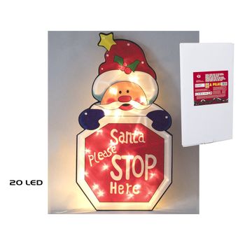 Cartel Navidad Stop Santa Claus Papá Noel 20 Led A Pilas