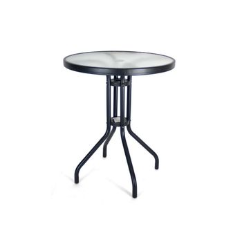 Mesa De Exterior Redonda Metal Negro 71x60x60 Cm