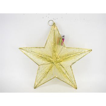 Estrella Navidad Con Luz Dorada 15leds 40cm