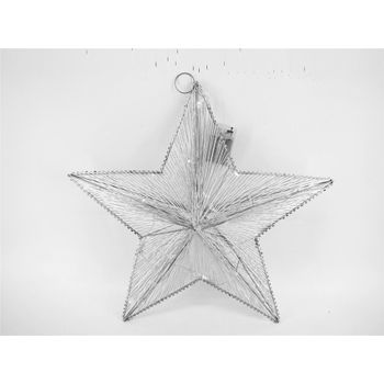 Estrella Navidad Con Luz Plateada 15 Leds 40cm