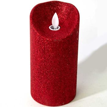 Vela De Luz Led Glitter Rojo Ø7,5x15 Cm