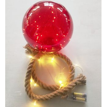 Bola Decoración Navidad 24 Led Rojo Cuerda Colgante 20 Cm 1 Metro