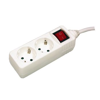 Aigostar Regleta alargador de 2 enchufes con cable de 1,5 metros e  interruptor. Color Blanco