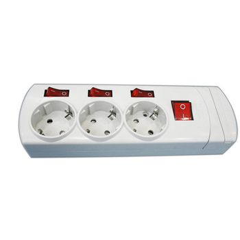 Base De Tres Tomas Con Interruptores Independientes 16a/250v Con Cable Termoestable 36.186 Electro Dh 8430552130122