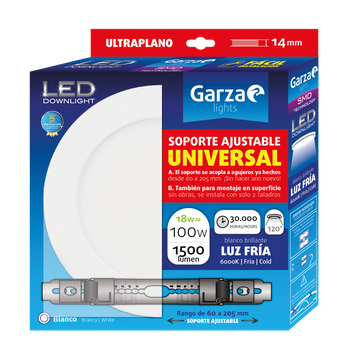 Garza - Downlight Led Con Soporte Ajustable Universal Para Superficie O Empotrable En Techo