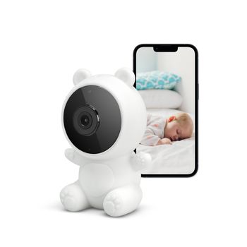 Cámara Vigila Bebés Garza 1080p Hd Con Sensor De Temperatura, Visión Nocturna, Detección De Llantos, Nanas, Ruido Blanco Y Wifi 2.4 Ghz. (3 Fundas + Soporte)