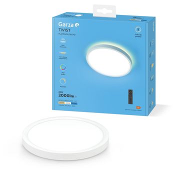 Garza - Plafón Led Techo Con Control Remoto Y Luz Indirecta Independiente, 20 W 2000 Lm, Intensidad Y Temperatura De Color Regulables 3000k-6500k, Temporizador De Apagado, 293 X 24 Mm, Blanco