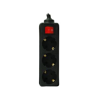 Garza Power - Regleta Enchufes Múltiple Con Interruptor De 3 Tomas. Base Múltiple Ladron Enchufes Con Cable Schuko De 3 Metros.