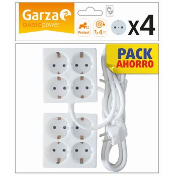 Pack De 2 Unidades De Regleta - Base Múltiple Cuadrada De 4 Tomas  1,5mm, Cable 1,4m