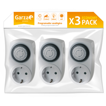 Garza Power - Temporizador Analógico Mini, Pack De 3 Unidades