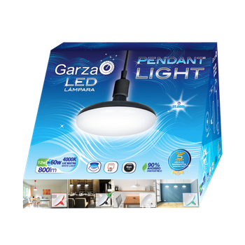 Garza Lighting - Lámpara Pendant Led Light, Potencia 12w, Luz Natural 4000k, Color Negro