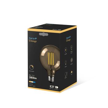 Bombilla Led Filamento Largo Gold Globo G125 4w 280 Lumenes Equivalente A 30w. E27. 360º, Luz Cálida