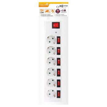 Base Multiple 6 Tomas Con Interruptor Individual 1.5 Metros 3x1.5 Mm - Garza - 420034