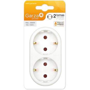 Garza Base Múltiple - 2 Tomas De Corriente Con Adaptador Frontal , 250v, Blanco