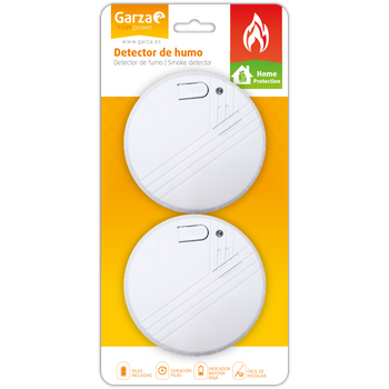 Garza Power - Detector De Humo Mini, 85 Decibelios, Fácil Instalación 2 Unidades, Blanco