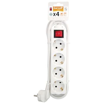 Garza Basic Power - Regleta Base Múltiple De 4 Tomas Con Interruptor 1,5mmx5m , Color Blanco