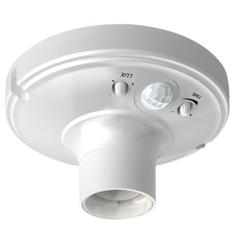 Garza Power - Detector De Movimiento Infrarrojos Con Portalámparas, Casquillo E27, Íngulo De Detección 120º, Color Blanco