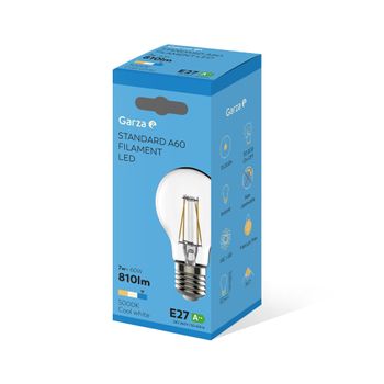 Garza ® - Bombillas Led De Filamento Decorativa Estándar, Luz Fría 5000k, Casquillo E27, 7w  810 Lúmenes