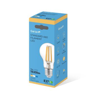 Garza ® - Bombillas Led De Filamento Decorativa Estándar, Luz Cálida 2700k, Casquillo E27, 12w  1520 Lúmenes