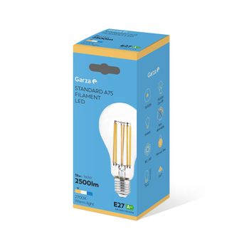 Garza ® - Bombillas Led De Filamento Decorativa Estándar, Luz Cálida 2700k, Casquillo E27, 18w 2500 Lúmenes