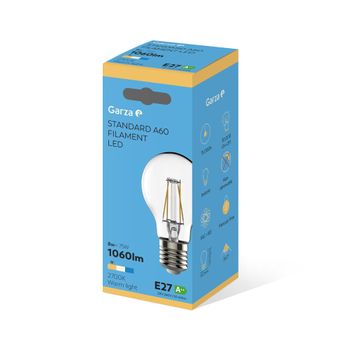 Garza ® - Bombillas Led De Filamento Decorativa Estándar, Luz Cálida 2700k, Casquillo E27, 9w  1060 Lúmenes