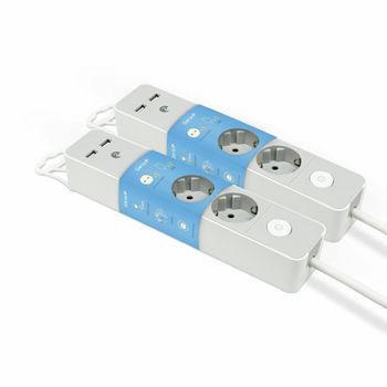 Base múltiple 4 enchufes con interruptor 1.5m de cable 3x1mm blanca GSC  0000003