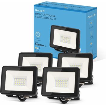 Pack 4 Focos De Exterior Led, 20w, 2000 Lumenes, Luz Fría 6500k, Proyector Led Impermeable (ip65) Para Casa, Jardín, Garaje, Patio