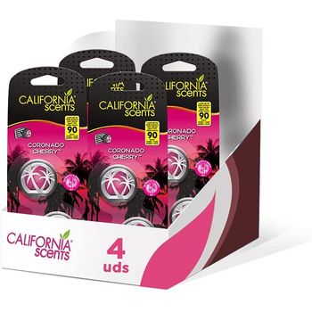 Pack De 4 - California Car Scents - Ambientador De Coche Con Fragancia. Olor Y Esencias A  Ice. Aroma A Hielo. Fresco (minidifusores. 2uds)