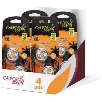 Pack De 4 - California Car Scents - Ambientador De Coche Con Fragancia, Olor Y Esencias A Coronado Cherry, Aroma A Piruleta De Cereza (minidifusores, 2uds)