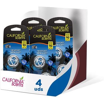 Pack 6 Latas California Car Scents: Ambientador De Coche Con Fragancia. Olor Y Esencias A Coronado Cherry.