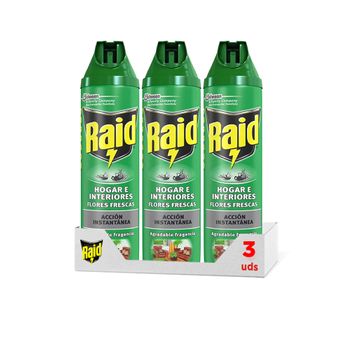 Raid ® Spray Insecticida - Aerosol Para Moscas Y Mosquitos, Flores Frescas. Eficacia Inmediata. Hogar E Interiores. Pack De 3 Unidades, 600ml.