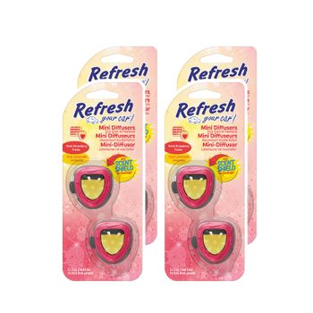 Refresh Your Car - Ambientador De Coche Olor Fresa / Limón Mini Difusor Doble - Pack 4