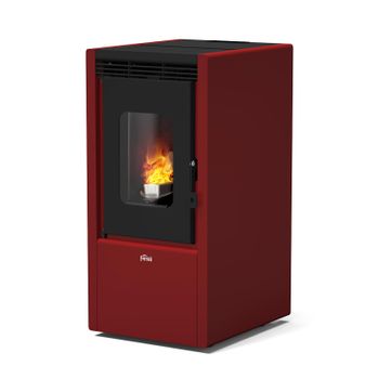 Ferroli Estufa De Pellets Modulante En Acero Y Hierro Fundido De 6,4 Kw Lira Slim Plus Bordeaux