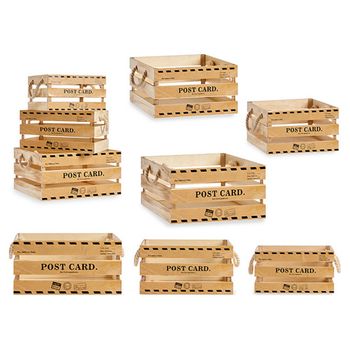 Juego De Cajas Decorativas Post Card Madera (3 Piezas)