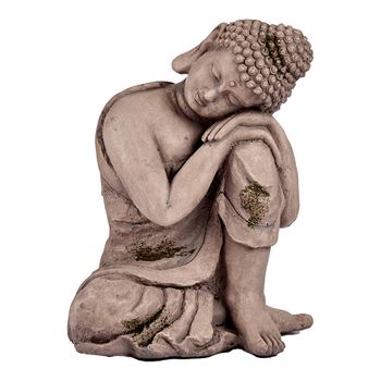 Figura Decorativa Para Jardín Buda Gris Poliresina (28,5 X 43,5 X 37 Cm)