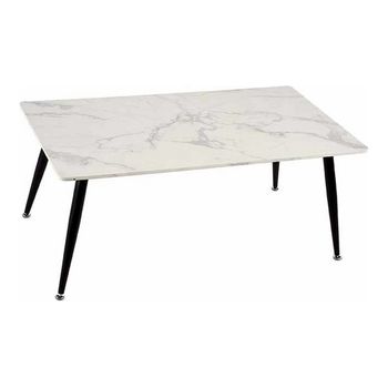 Mesa De Centro Negro Blanco Mármol Metal Melamina Dm (60 X 45 X 110 Cm)