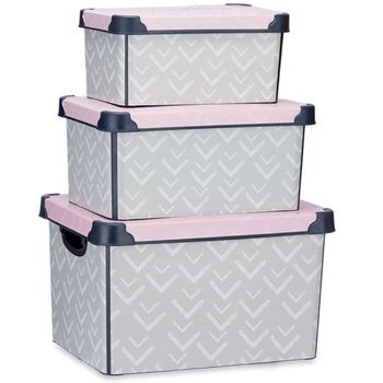 Set 3 Cajas Almacenaje Plastico 39 X 29 X 23,5 Cm