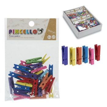 Pinzas Para Manualidades Madera Colores (35 Pcs)