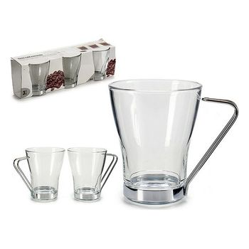 Juego De Tazas De Café Vivalto Transparente Metal Cristal (240 Ml) (3 Piezas) (8,5 X 10,5 X 33 Cm)