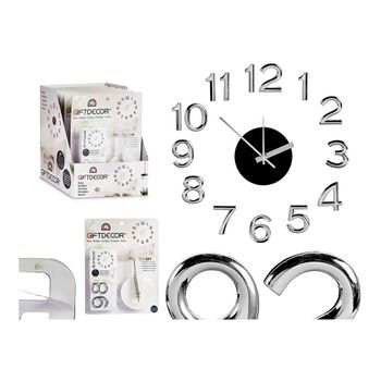 Reloj De Pared Pegatina Plateado Abs Eva (ø 45 Cm)